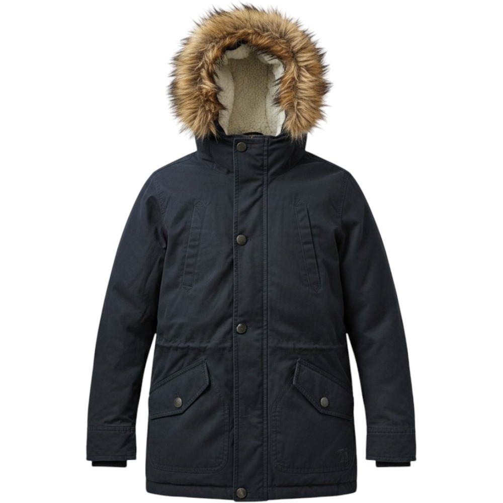 Abercrombie Kids Navy Blue Faux Shearling Winter Parka 9/10